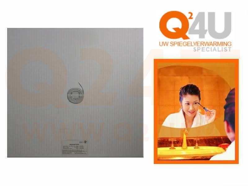 Badkamer spiegelverwarming, vierkant op maat, 12 volt -