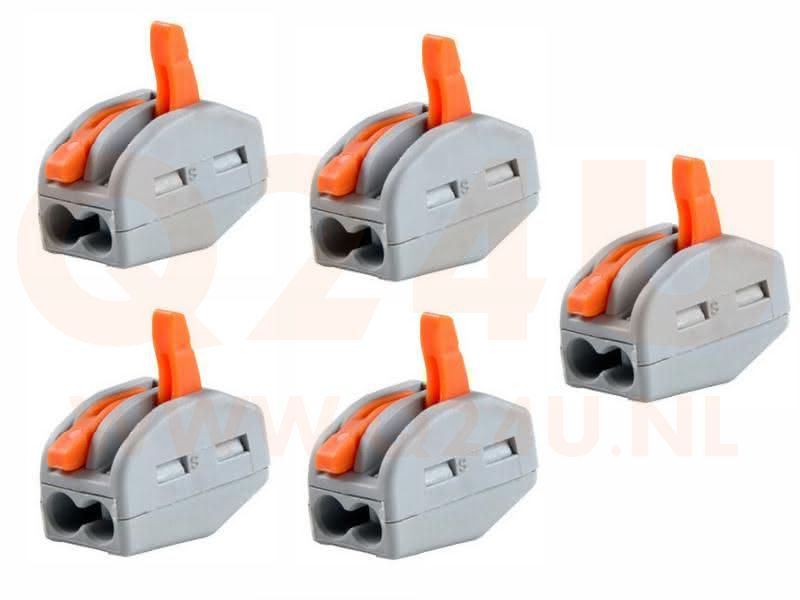 WAGO lasklem 2 draads, voor 230 volt, 5 stuks -