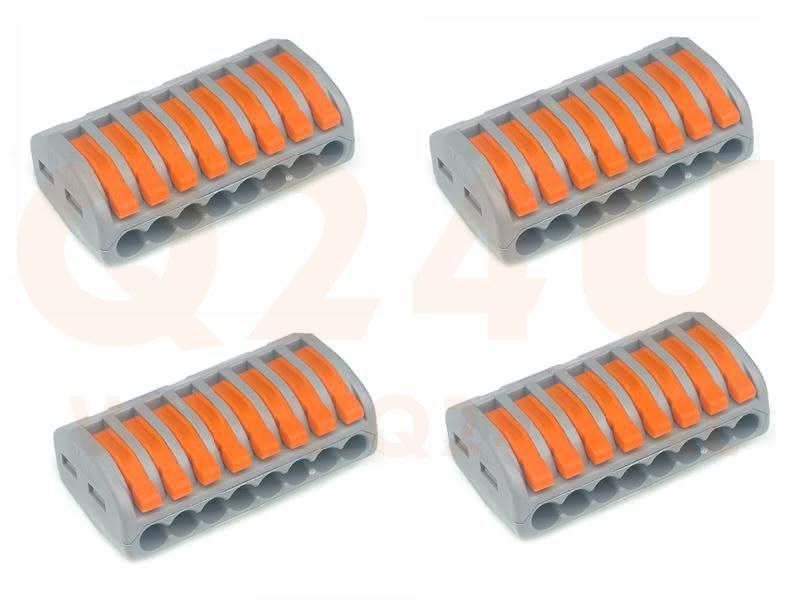 WAGO lasklem 8 draads, voor 230 volt, 4 stuks -