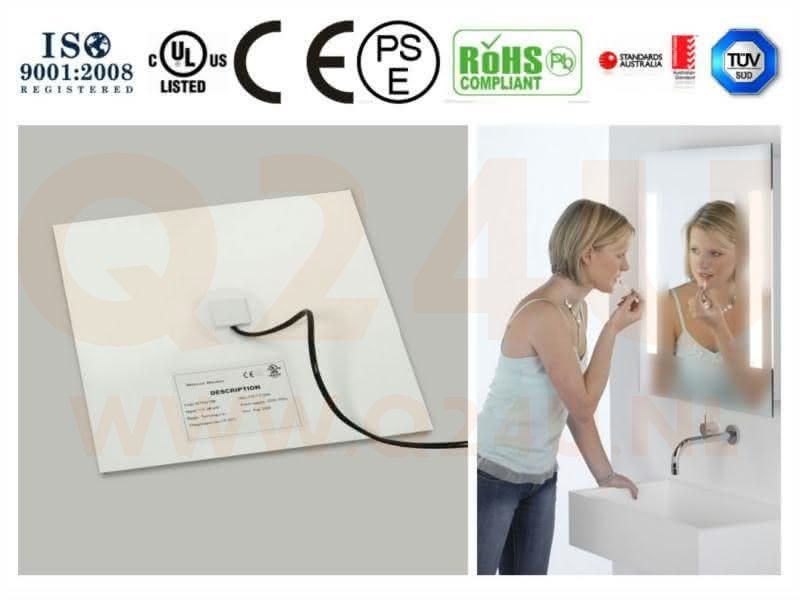 Badkamer spiegelverwarming, ovaal op maat, 230 volt -