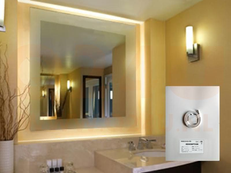 Badkamer spiegelverwarming, met schuine kant op maat, 230 volt -