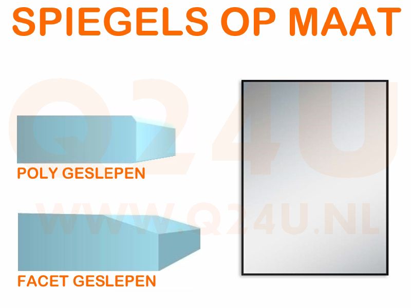 Spiegel op maat 4 mm rechthoek (Poly geslepen) -